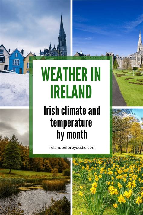 Ireland monthly weather - Ireland does not suffer from the extremes of temperature experienced by many other countries at similar latitude. Mean daily winter temperatures vary from 4.0 °C (39.2 °F) to 7.6 °C (45.7 °F). Mean daily summer temperatures vary from 12.3 °C (54.1 °F) to 15.7 °C (60.3 °F). Average Monthly Temperatures. January. 